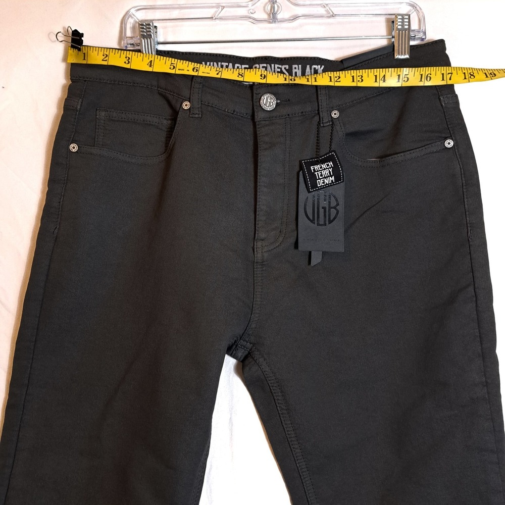 VGB Vintage Genes Black Slim Fit Gray French Terry Denim Jeans Mens 34X30 - Picture 7 of 10